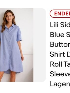 Lili Side Button Light Blue Shirt Dress